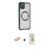 MARSİLYAN™- iPhone 11 Pro Max Kılıf Kutup Modern - Siyah Mat Seramik Nano Ekran Koruyucu + Renkli Kamera Lens Koruma Cam - MI