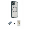MARSİLYAN™- iPhone 11 Pro Max Kılıf Kutup Modern - Siyah Mat Seramik Nano Ekran Koruyucu + Shine Kamera Lens Koruma Cam - GD