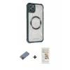 MARSİLYAN™- iPhone 11 Pro Max Kılıf Kutup Modern - Siyah Mat Seramik Nano Ekran Koruyucu + Shine Kamera Lens Koruma Cam - PE