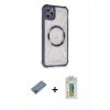 MARSİLYAN™- iPhone 11 Pro Max Kılıf Kutup Modern - Siyah Polymer Nano Ekran Koruyucu + Metal Kamera Lens Koruma Cam - MR