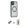 MARSİLYAN™- iPhone 11 Pro Max Kılıf Kutup Modern - Siyah Polymer Nano Ekran Koruyucu + Metal Kamera Lens Koruma Cam - SH