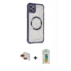 MARSİLYAN™- iPhone 11 Pro Max Kılıf Kutup Modern - Siyah Polymer Nano Ekran Koruyucu + Pers Alüminyum Kamera Lens - KI