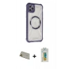 MARSİLYAN™- iPhone 11 Pro Max Kılıf Kutup Modern - Siyah Polymer Nano Ekran Koruyucu + Rainbow Kamera Lens Koruma Cam - GD
