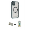 MARSİLYAN™- iPhone 11 Pro Max Kılıf Kutup Modern - Siyah Polymer Nano Ekran Koruyucu + Rainbow Kamera Lens Koruma Cam - GD