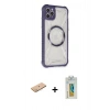 MARSİLYAN™- iPhone 11 Pro Max Kılıf Kutup Modern - Siyah Polymer Nano Ekran Koruyucu + Renkli Kamera Lens Koruma Cam - PE
