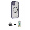 MARSİLYAN™- iPhone 11 Pro Max Kılıf Kutup Modern - Siyah Polymer Nano Ekran Koruyucu + Kamera Lens Koruma Cam - SF