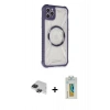 MARSİLYAN™- iPhone 11 Pro Max Kılıf Kutup Modern - Siyah Polymer Nano Ekran Koruyucu + Pers Alüminyum Kamera Lens - SH