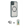 MARSİLYAN™- iPhone 11 Pro Max Kılıf Kutup Modern - Siyah Polymer Nano Ekran Koruyucu + Pers Alüminyum Kamera Lens - SH