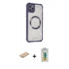 MARSİLYAN™- iPhone 11 Pro Max Kılıf Kutup Modern - Siyah Polymer Nano Ekran Koruyucu + Turuncu Renkli Kamera Lens Koruma Cam