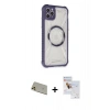 MARSİLYAN™- iPhone 11 Pro Max Kılıf Kutup Modern - Siyah Seramik Nano Ekran Koruyucu + Gold Rainbow Kamera Lens Koruma Cam