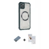 MARSİLYAN™- iPhone 11 Pro Max Kılıf Kutup Modern - Siyah Seramik Nano Ekran Koruyucu + Metal Kamera Lens Koruma Cam - AKYL