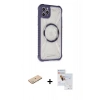 MARSİLYAN™- iPhone 11 Pro Max Kılıf Kutup Modern - Siyah Seramik Nano Ekran Koruyucu + Renkli Kamera Lens Koruma Cam - YL