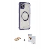 MARSİLYAN™- iPhone 11 Pro Max Kılıf Kutup Modern - Siyah Seramik Nano Ekran Koruyucu + Renkli Kamera Lens Koruma Cam - SI