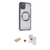 MARSİLYAN™- iPhone 11 Pro Max Kılıf Kutup Modern - Siyah Seramik Nano Ekran Koruyucu + Renkli Kamera Lens Koruma Cam - TU