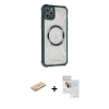 MARSİLYAN™- iPhone 11 Pro Max Kılıf Kutup Modern - Siyah Seramik Nano Ekran Koruyucu + Sarı Renkli Kamera Lens Koruma Cam