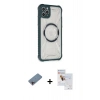 MARSİLYAN™- iPhone 11 Pro Max Kılıf Kutup Modern - Siyah Seramik Nano Ekran Koruyucu + Shine Kamera Lens Koruma Cam - PE