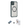 MARSİLYAN™- iPhone 11 Pro Max Kılıf Kutup Modern - Siyah Seramik Nano Ekran Koruyucu + Shine Kamera Lens Koruma Cam - GD
