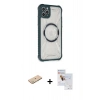 MARSİLYAN™- iPhone 11 Pro Max Kılıf Kutup Modern - Siyah Seramik Nano Ekran Koruyucu + Renkli Kamera Lens Koruma Cam - YL