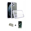 MARSİLYAN™- iPhone 11 Pro Max Kılıf Nova Asil Özel Seri - Şeffaf 360 Full Body Arka Koruyucu + Rainbow Kamera Lens Koruma Cam - GD