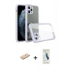 MARSİLYAN™- iPhone 11 Pro Max Kılıf Nova Asil Özel Seri - Şeffaf Pasifik Cam Ekran Koruyucu + Renkli Kamera Lens Koruma Cam - MI