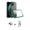 MARSİLYAN™- iPhone 11 Pro Max Kılıf Nova Asil Özel Seri - Şeffaf Pasifik Cam Ekran Koruyucu + Siyah Pers Alüminyum Kamera Lens