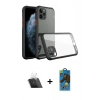 MARSİLYAN™- iPhone 11 Pro Max Kılıf Nova Asil Özel Seri - Siyah 18D Cam Ekran Koruyucu + Kamera Lens Koruma Cam - SF