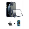 MARSİLYAN™- iPhone 11 Pro Max Kılıf Nova Asil Özel Seri - Siyah 18D Cam Ekran Koruyucu + Kamera Lens Koruma Cam - SF