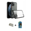MARSİLYAN™- iPhone 11 Pro Max Kılıf Nova Asil Özel Seri - Siyah 18D Cam Ekran Koruyucu + Rainbow Kamera Lens Koruma Cam - GD