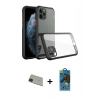 MARSİLYAN™- iPhone 11 Pro Max Kılıf Nova Asil Özel Seri - Siyah 18D Cam Ekran Koruyucu + Yeşil Rainbow Kamera Lens Koruma Cam