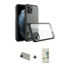MARSİLYAN™- iPhone 11 Pro Max Kılıf Nova Asil Özel Seri - Siyah 20D Premium Cam Ekran Koruyucu + Rainbow Kamera Lens Koruma Cam - YL