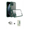MARSİLYAN™- iPhone 11 Pro Max Kılıf Nova Asil Özel Seri - Siyah 20D Premium Cam Ekran Koruyucu + Yeşil Pers Alüminyum Kamera Lens