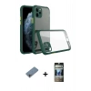 MARSİLYAN™- iPhone 11 Pro Max Kılıf Nova Asil Özel Seri - Siyah 34D Hayalet Izgaralı Cam + Shine Kamera Lens Koruma Cam - GI