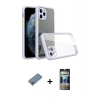 MARSİLYAN™- iPhone 11 Pro Max Kılıf Nova Asil Özel Seri - Siyah 34D Hayalet Izgaralı Cam + Metal Kamera Lens Koruma Cam - GD