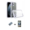 MARSİLYAN™- iPhone 11 Pro Max Kılıf Nova Asil Özel Seri - Siyah 34D Hayalet Izgaralı Cam + Metal Kamera Lens Koruma Cam - SH