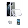 MARSİLYAN™- iPhone 11 Pro Max Kılıf Nova Asil Özel Seri - Siyah 34D Izgaralı Cam + Pers Alüminyum Kamera Lens - LT