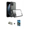 MARSİLYAN™- iPhone 11 Pro Max Kılıf Nova Asil Özel Seri - Siyah 34D Izgaralı Cam + Rainbow Kamera Lens Koruma Cam - YL
