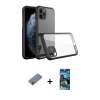 MARSİLYAN™- iPhone 11 Pro Max Kılıf Nova Asil Özel Seri - Siyah 34D Izgaralı Cam + Shine Kamera Lens Koruma Cam - SABE