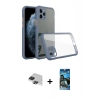 MARSİLYAN™- iPhone 11 Pro Max Kılıf Nova Asil Özel Seri - Siyah 34D Izgaralı Cam + Siyah Pers Alüminyum Kamera Lens