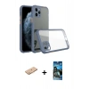 MARSİLYAN™- iPhone 11 Pro Max Kılıf Nova Asil Özel Seri - Siyah 34D Izgaralı Cam + Turuncu Renkli Kamera Lens Koruma Cam