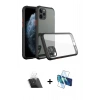 MARSİLYAN™- iPhone 11 Pro Max Kılıf Nova Asil Özel Seri - Siyah 3D Antistatik Cam Ekran Koruyucu + Kamera Lens Koruma Cam - SF