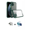MARSİLYAN™- iPhone 11 Pro Max Kılıf Nova Asil Özel Seri - Siyah 3D Antistatik Cam Ekran Koruyucu + Pers Alüminyum Kamera Lens - YL