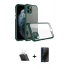 MARSİLYAN™- iPhone 11 Pro Max Kılıf Nova Asil Özel Seri - Siyah 3D Antistatik Hayalet Cam Ekran Koruyucu + Kamera Lens Koruma Cam - SF