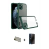 MARSİLYAN™- iPhone 11 Pro Max Kılıf Nova Asil Özel Seri - Siyah 3D Antistatik Hayalet Cam Ekran Koruyucu + Rainbow Kamera Lens Koruma Cam - GD