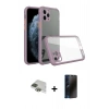 MARSİLYAN™- iPhone 11 Pro Max Kılıf Nova Asil Özel Seri - Siyah 3D Antistatik Hayalet Cam Ekran Koruyucu + Pers Alüminyum Kamera Lens - YL