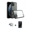 MARSİLYAN™- iPhone 11 Pro Max Kılıf Nova Asil Özel Seri - Siyah 3D Antistatik Hayalet Cam Ekran Koruyucu + Pers Alüminyum Kamera Lens - LT