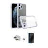 MARSİLYAN™- iPhone 11 Pro Max Kılıf Nova Asil Özel Seri - Siyah 3D Antistatik Hayalet Cam Ekran Koruyucu + Pers Alüminyum Kamera Lens - YL