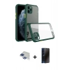 MARSİLYAN™- iPhone 11 Pro Max Kılıf Nova Asil Özel Seri - Siyah 3D Antistatik Hayalet Cam Ekran Koruyucu + Pers Alüminyum Kamera Lens - LT