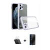 MARSİLYAN™- iPhone 11 Pro Max Kılıf Nova Asil Özel Seri - Siyah 3D Antistatik Hayalet Cam Ekran Koruyucu + Kamera Lens Koruma Cam - SF