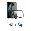 MARSİLYAN™- iPhone 11 Pro Max Kılıf Nova Asil Özel Seri - Siyah 3D Antistatik Seramik Nano Ekran Koruyucu + Pers Alüminyum Kamera Lens - SH
