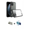 MARSİLYAN™- iPhone 11 Pro Max Kılıf Nova Asil Özel Seri - Siyah 3D Antistatik Seramik Nano Ekran Koruyucu + Rainbow Kamera Lens Koruma Cam - YL